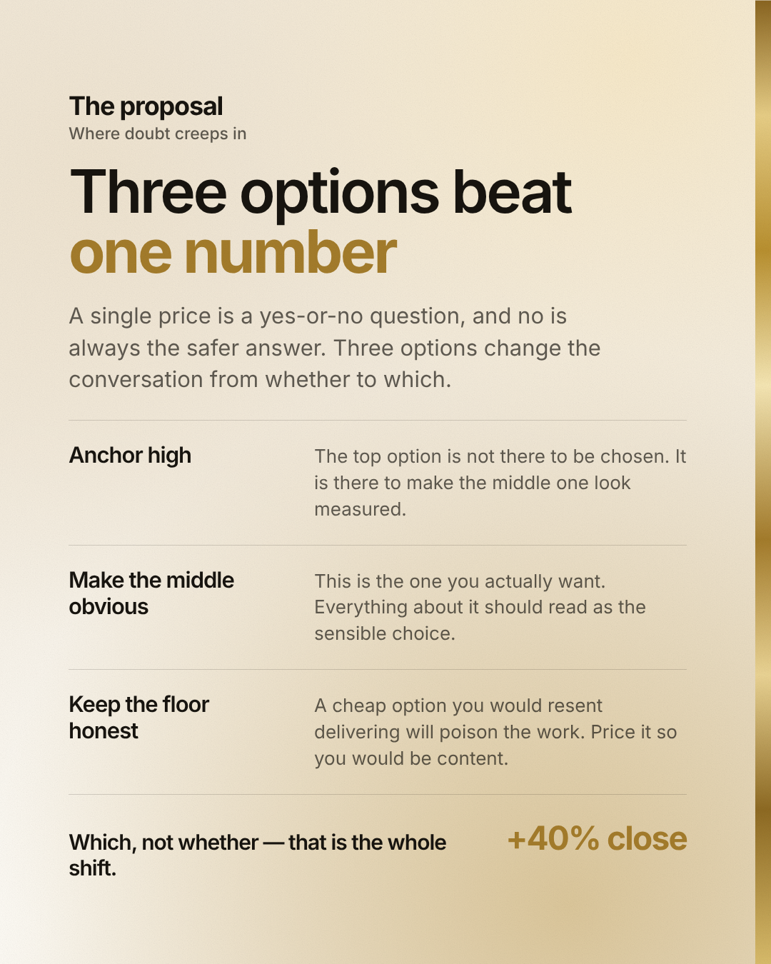 Three pillars and a price